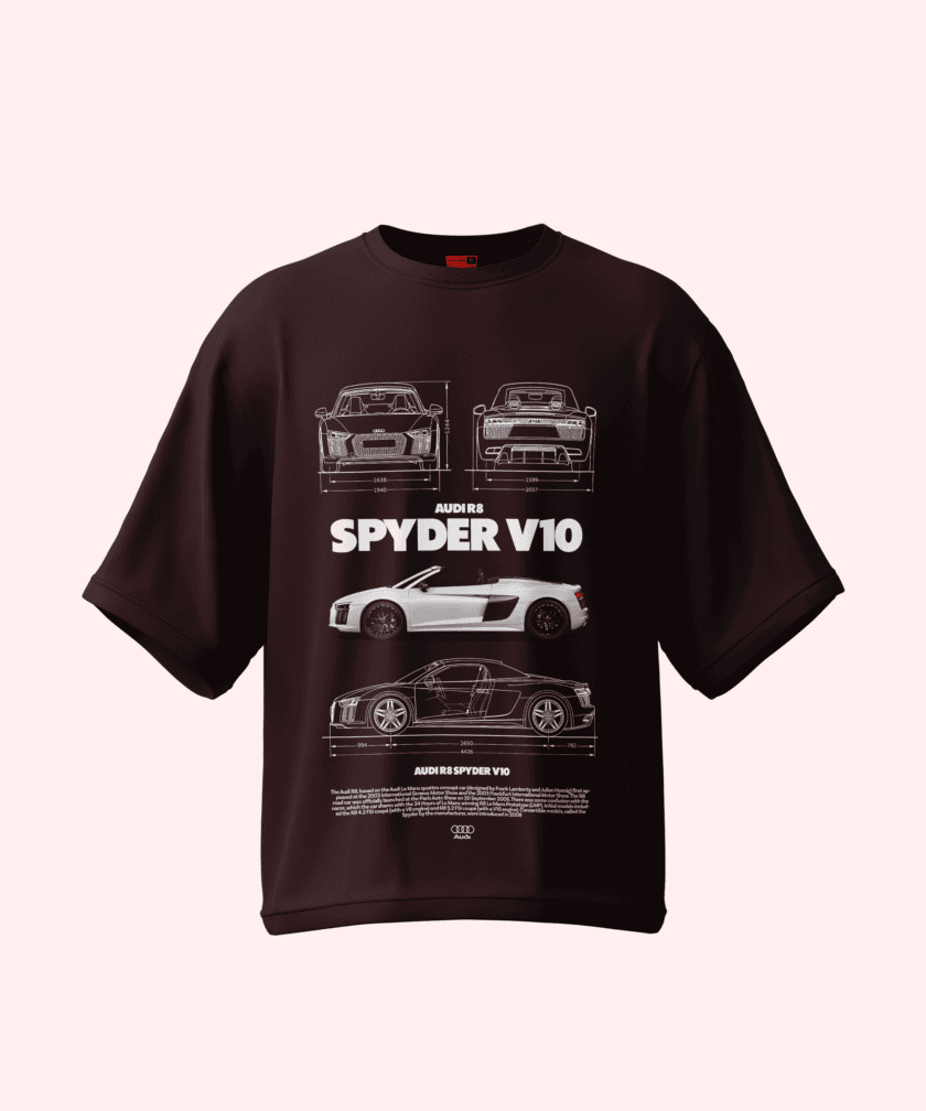 Audi R8 Spyder V10 Oversized Terry T-Shirt | Premium Car Graphic Tee - Image 2
