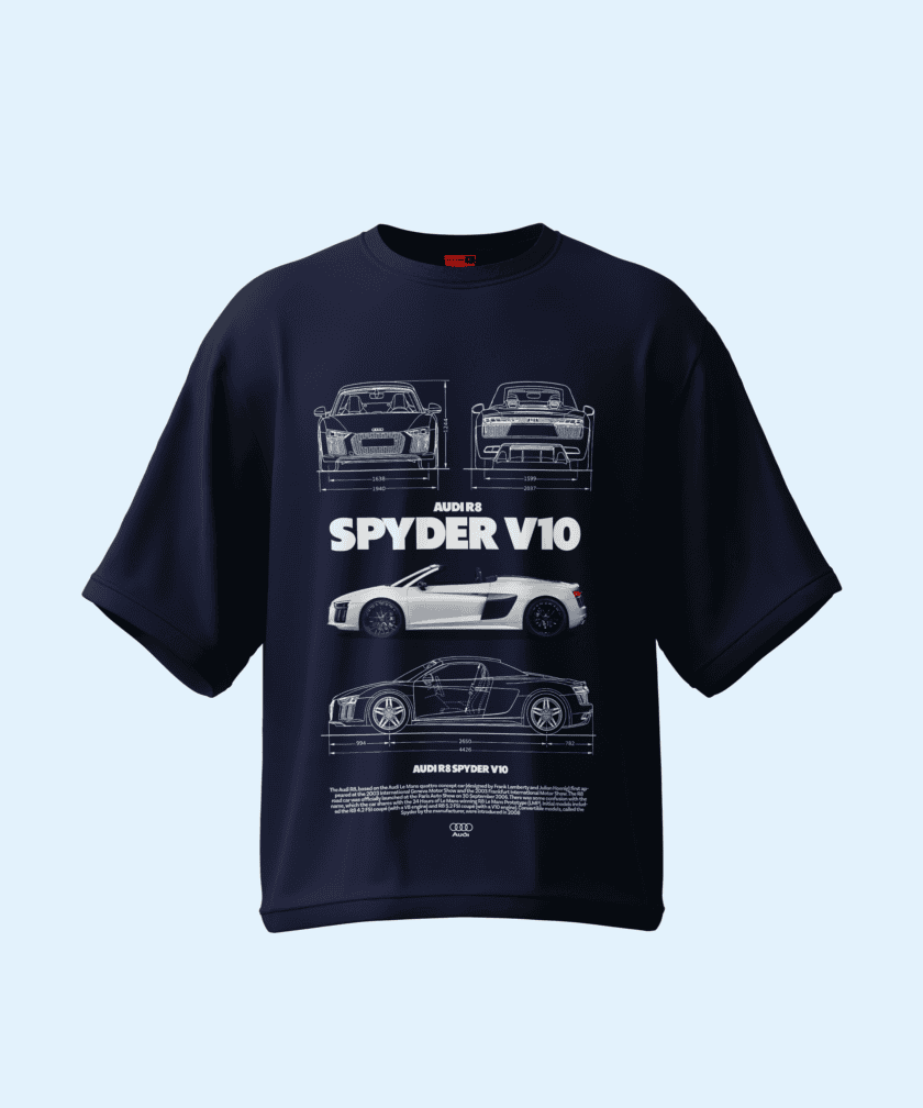 Audi R8 Spyder V10 Oversized Terry T-Shirt | Premium Car Graphic Tee - Image 5