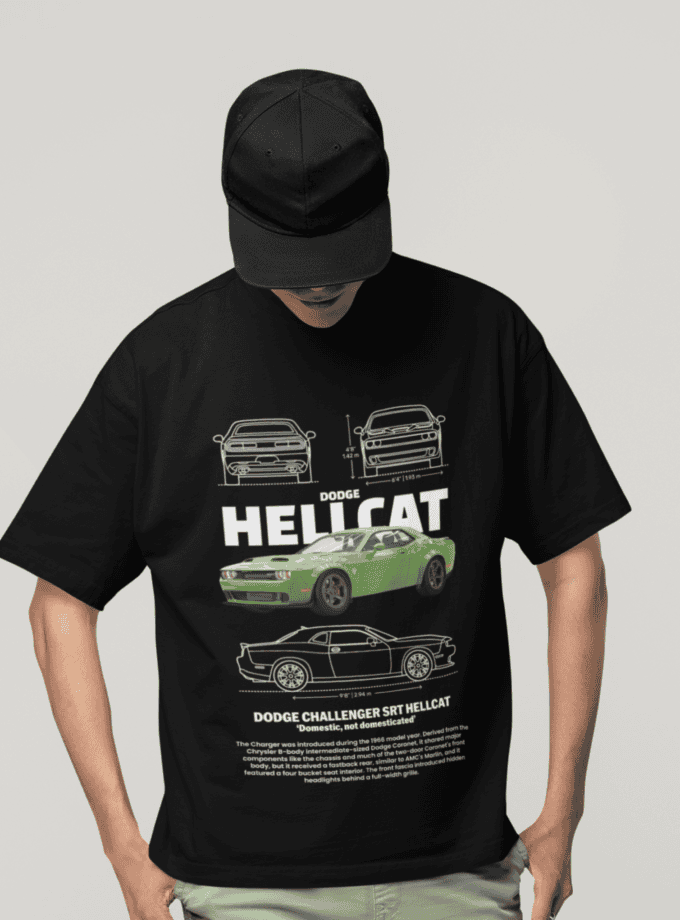 Dodge Hellcat Oversized Classic T-Shirt | Muscle Car Graphic Tee
