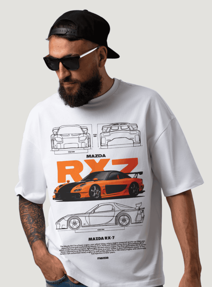 Mazda RX-7 Oversized Terry T-Shirt | JDM Legend Graphic Tee